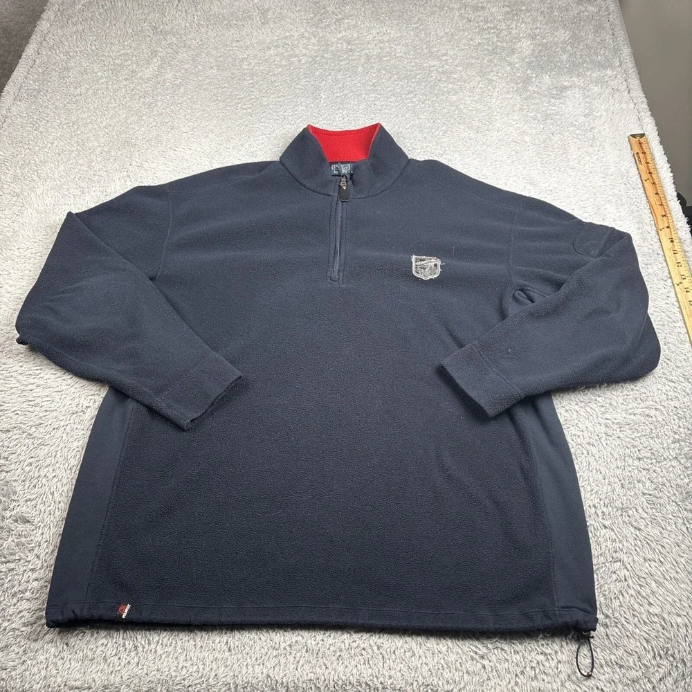 Polo Ralph Lauren Sweater Mens XLT Navy Fleece 1/4 Zip Pullover Vintage 90s Y2K
